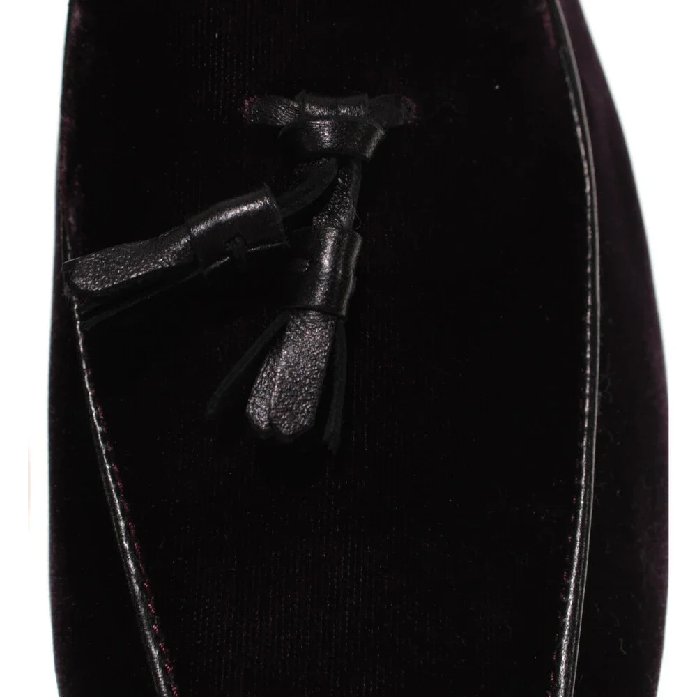 Di Bianco NWB Tasseled Slip On Loafers Size 11 US in Dark Purple Velvet